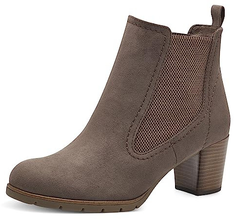 MARCO TOZZI Damen Chelsea Boots mit Absatz zum Schlupfen, Braun (Pepper), 38 EU