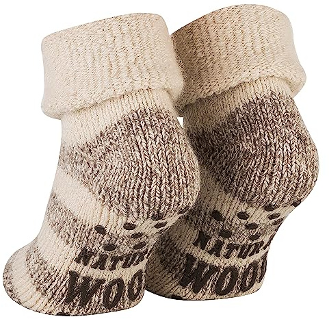 Piarini 1 paire de chaussettes en ABS - Chaussettes en laine - Chaussettes d'hiver - Chaussettes norvégiennes avec intérieur en tissu éponge - Pour homme et femme, 39/42 EU