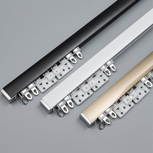 Deckenschiene Gardinenschiene, Schwerlastvorhangschiene, 1-5m Länge, Aluminium Raumteiler-Vorhangstange, Weiß, Schwarz, Champagner, Für Schlafzimmer/Wohnzimmer/R(Size:3.5m/11.5ft,Color:Schwarze Decke)