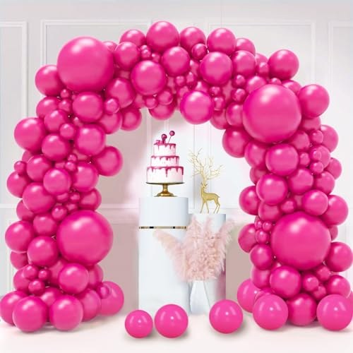 Luftballons Rosa, 130 Stück Ballon Girlande Rosas Rot, 18 12 10 5 Zoll Luftballon Girlande Fuchsia Rosa, für Geburtstag Mädchen Hochzeit Verlobung Valentinstag Party Dekoration