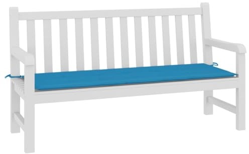 FOZICV Cuscino per panca blu, 150 x 50 x 3 cm, impermeabile, design universale, per panca da giardino, funzione decorativa, per esterni, resistente alle intemperie