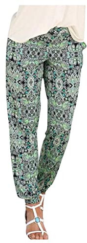 Damen Pant Lange Haremshose Schlupfhose Boho Strandhose Leicht Freizeithose Loose Sommerhose Frauen Hose mit Taschen Straight Bein Hose Sommerhose Stoffhose Jogginghose Yogahose