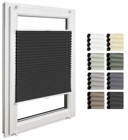 Home-Vision® Premium Doppelplissee Wabenplissee ohne Bohren mit Klemmfix (Weiß-Schwarz, B80cm x H120cm) Modern Klemmfix Blickdicht Plissee Sonnenschutz Hitzeschutz Jalousie für Fenster Thermo