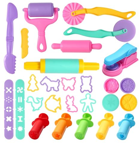 CEMIRK Playdough Set, 27 Pcs Play Dough Tools & Accessories for Kids, Dough Cutters, Rolling Pins, Extruders & Molds, Safe & Durable Clay Toys for Preschool Learning, Arts & Crafts Gift for Toddlers
