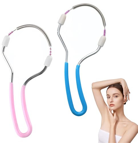 EUYKQNOI 2 Stück Gesichtsepilierer, Frühlings Gesichtsepilierer, Manueller Tragbarer Kunststoff Epilierer,Edelstahl Epilierer, Für Gesichtshaarentfernung,Stirn,Wange,Oberlippe,Pink und blau