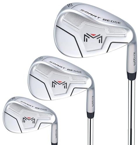 XINGGM Smart Wedges – Full Face CNC Groove 52/56/60 Degree Golf Wedges for Men,Solid Shots, No Chunking for All Lies (RH,Silver, 52,56,60 Degree Set)