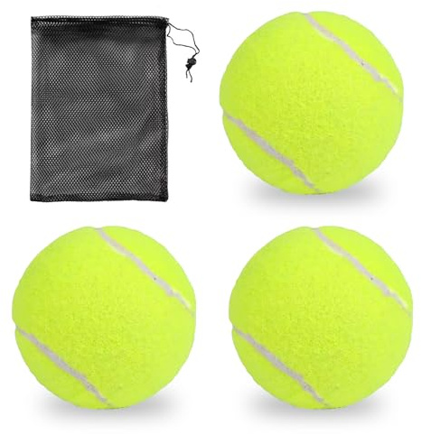arrderly 3 palline da tennis per bambini, da tennis, per allenamento, tennis, per lezioni di tennis, scuole, principianti, con borsa a rete per un facile trasporto