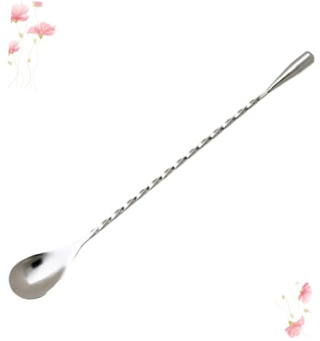 ARTSEWPLY Juego de 3 Cucharas Mezcladoras de Mango Largo Espiral de Acero Inoxidable, Resistentes Corrosión y Calor, Duraderas y Reutilizables, para Bares