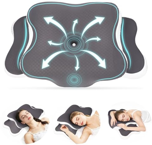 TAVADA Almohada Ortopedica para Soporte de Cuello,Almohada Cervical,Almohada ergonómica contra el Dolor de Cuello y Hombros,para quienes Duermen de Lado,Boca Arriba y Boca Abajo