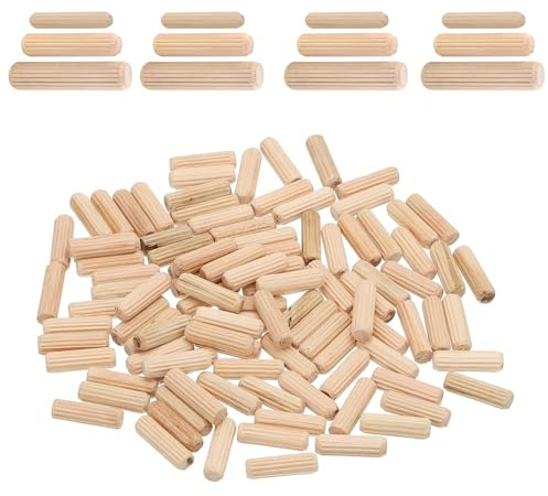 120-Piece Assorted Wooden Dowel Set in M6, M8, M10 Sizes - Hardwood Grooved Plugs for Furniture and Craft Projects