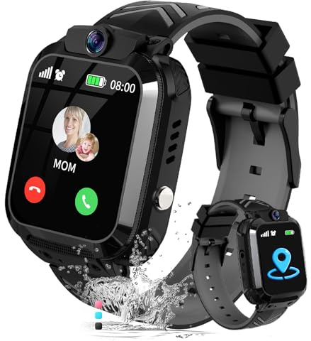 JUBUNRER Smartklocka för Barn med GPS - Tvåvägssamtal SOS Väckarklocka Pusselspel Klassrumsläge - Smartwatch för Barn Digital Födelsedagspresent - för Pojkar och Flickor