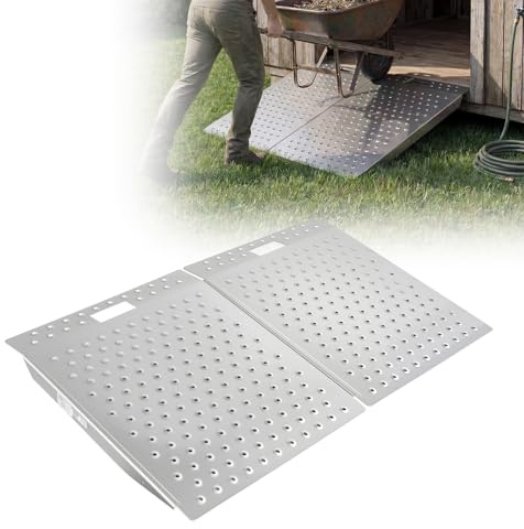 VEVOR Rampa per Soglia della Porta, 75 x 61,7 cm, Rampa per Sedia a Rotelle in Alluminio Robusto, Portata Massima 340 kg, Piattaforma Antiscivolo, per Gradini, Marciapiedi, Deambulatori e Carrelli