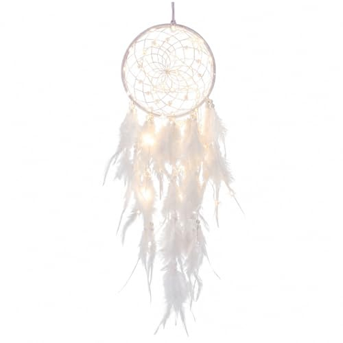 LUDHEP Atrapasueños Artesanal con Plumas Naturales, Decoración de Pared Hecha a Mano con Estilo Boho para Habitación y Sala