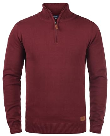 BLEND Robin Maglione Pullover Troyer da Uomo con Collo Alto Stampa, Taglia:L, Colore:Andorra Red (73811)