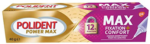 Polident Max fissazione + Comfort Crema fissante, per protesi dentarie parziali o complete, insapore e colorante artificiale, 40 g