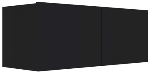 vidaXL TV Schrank mit 2 Klapptüren TV Möbel Hängeboard Lowboard Fernsehschrank Fernsehtisch Sideboard HiFi Schwarz 80x30x30cm Holzwerkstoff