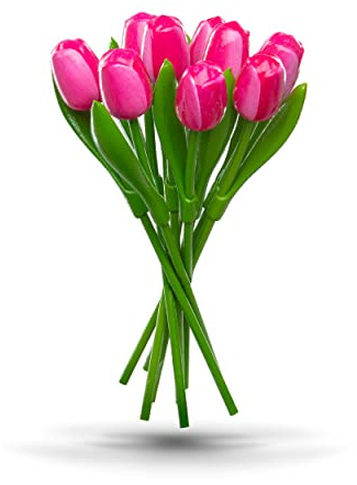 Ramo de Tulipanes de Madera 9 Tulipanes 34 cm de Alto Flores de Madera pintadas a Mano Día de la Madre Cumpleaños Aniversario de Bodas Hecho en Holanda