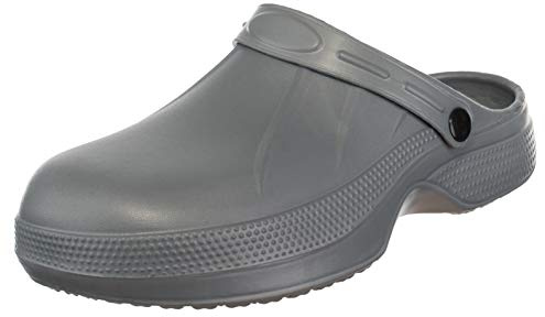 Brandsseller - Zoccoli da uomo, pantofole da giardino, grigio, 45 EU