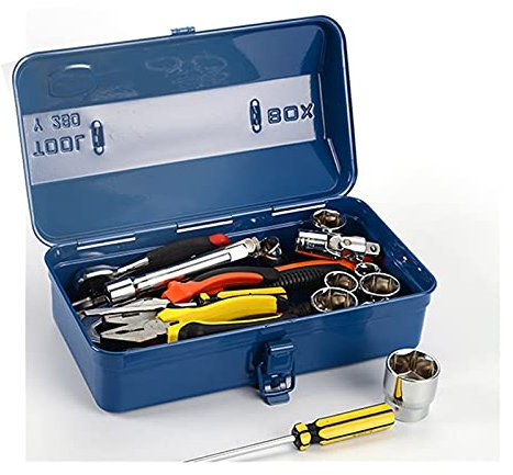 ZLASS Werkzeugbox Tragbar Werkzeugkasten Professionelle Koffer leerer Organizer Home Eisen große Metallspeicher Mehrzweck-Tragetasche tragbare Reparatur-Toolbox Werkzeugaufbewahrung Werkzeugkästen