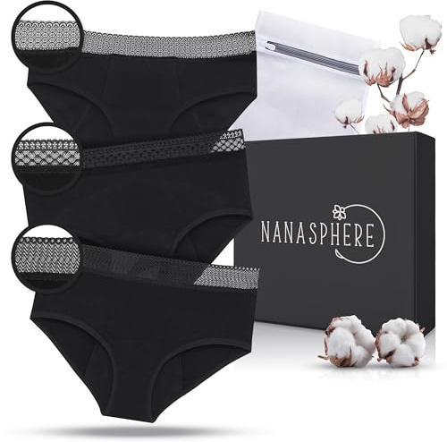 Lot 3 Culottes Menstruelles 3 Styles Dentelles | Ultra Absorbant 4 Couches Coton Bio Certifié | Flux Abondant sous Vêtement Réutilisable | Règles Fuites Post Accouchement Adolescente Incontinence