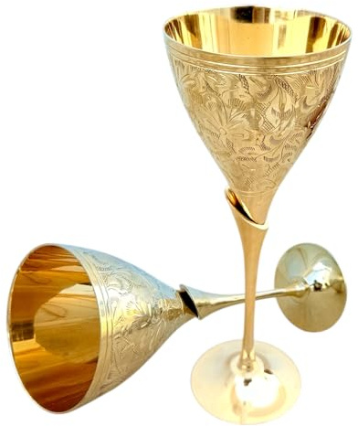 EXNOT Chalice Goblet Brass Royal Celebrations Elegant Wine Communion Medieval Drinkware Princess Bride Game of Thrones Collection Vampire Flute Brass Vessel Relic Cáliz Copa Catholic Fantasy Pack of 1
