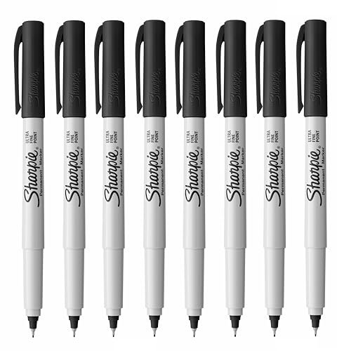 Sharpie Ultra Fine Point Permanent Marker Pens - Black Ink - Pack of 8