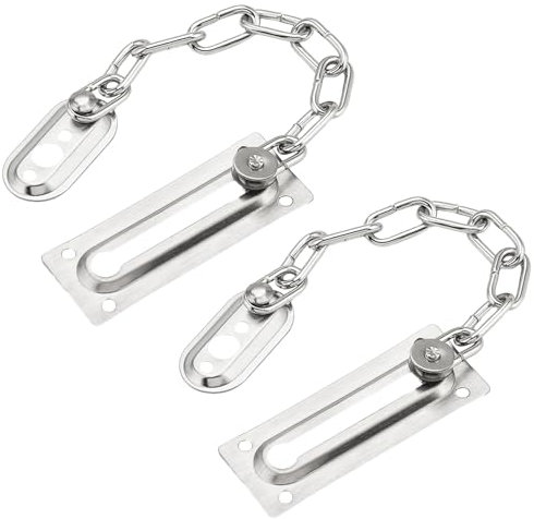 Lot de 2 serrures de chaîne de porte avec chaîne de porte, serrure de porte intérieure, serrure de chaîne de porte en acier inoxydable, verrou de sécurité pour porte, limiteur de porte intérieure pour
