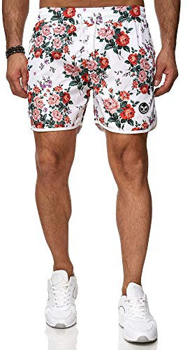 Kayhan Herren Badeshort Flower Power White XXL