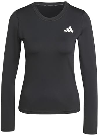 adidas Femme Train Essentials Long Sleeve 3-Stripes Workout Top, Black/White, XL