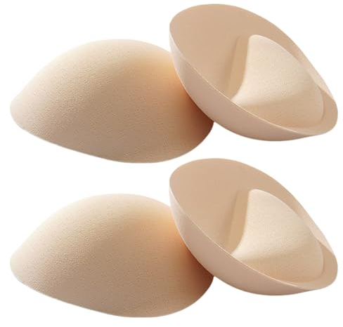 VOKMEMC 2 Paar Herausnehmbare Bh Pads Einsätze Damen Sport Cups Bh Füller Bh Ersatzschwamm Einsatz Brust Brust Pads Badeanzug Bademode Bh Formpolster Für Frauen Mädchen (Hautfarbe)