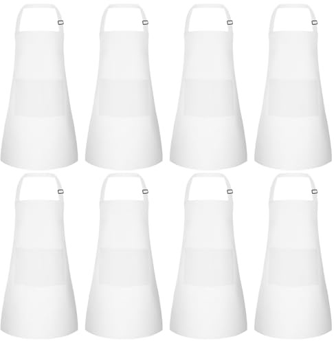 Morcheiong Lot de 8/12/24 tabliers ajustables pour enfants avec 2 poches - Lot de tabliers pour tout-petits pour la peinture et la cuisine, Blanc, 18 x 24 inches