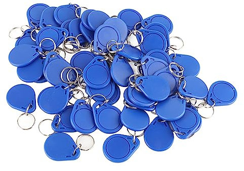 50 Stück beschreibbarer RFID-Proximity-Schlüsselanhänger, Schlüssel-Token, Text-Tag, Schlüsselanhänger, Ring, Zugangskontrolle, RFID-Tag, 125 kHz, Zugangskontrolle, (IC)