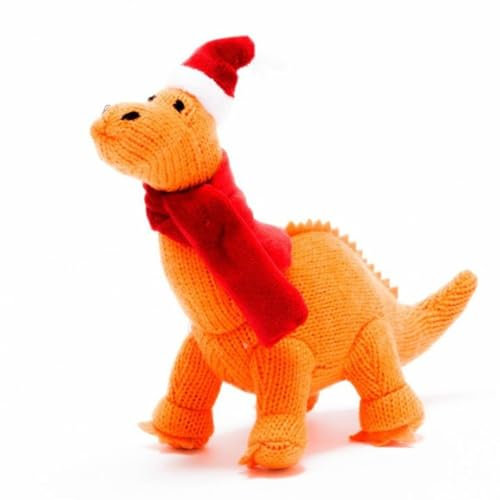 Dinosaur Christmas Tree Decoration Orange Knitted Diplodocus | Xmas Holiday Decor | Unusual Christmas Decoration | Kids Xmas Decorations | Ethically Sourced | 12cm x 15cm, Best Years