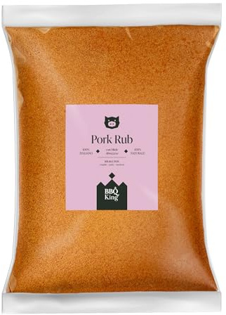 BBQ KING - Pork Rub Confezione da 1000 Gr, Dry Rub Bbq per Maiale Ideale per Barbecue e Grill, Set Spezie Cucina 100% Made in Italy, Miscela di Spezie per Carni di Maiale, Agnello o Verdure