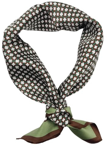 LSHARON SILK 100% Mulberry Silk Scarf Lightweight Neck Scarf - 53x53cm - Digital Printed Small Square Wraps Pure Silk Scarves Natural Silk Neckerchief Headscarf Gift for Women Men (33 Green)