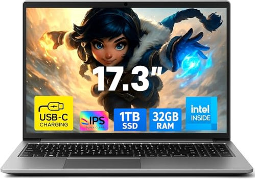 difinity 17.3 Zoll Premium Notebook Made in Germany mit USB-C Laden und 3 Jahren Garantie! Pentium 13th Gen N95 4x3.40 GHz, 16GB, 512GB, USB 3, WLAN, BT, HDMI, Windows 11 Prof, MS Office - #8047