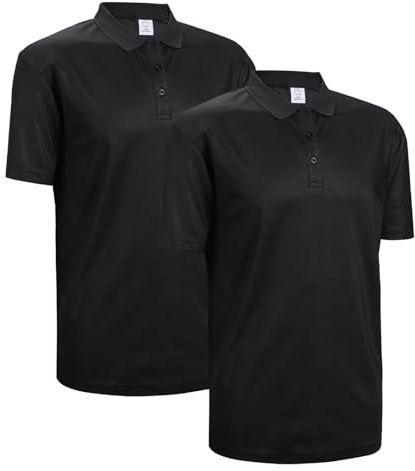 ADUDVLO 2PCS Classic Sports Polo Shirt Men & Women Short Sleeve Mens Polo Shirt Casual Work Sports (UK, Alpha, XXL, Regular, Regular, Black)