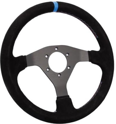 GVamsacSY 320mm Sport Steering Wheel Racing Controller Rims Flat Drift 12inch Suede Steering Wheel Compatible With(Tri-color)
