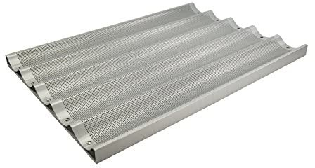 Winco ABP-5L, 18 x 26-Inch 5 Slot Long Aluminum Baguette Pan, Baking French Bread Pan, Perforated Loaf Pan, NSF