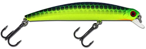 Wild Devil Baits Zander Wobbler Kunstköder Flachläufer Hardbait (UV Chartreuse, 10 cm)