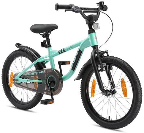 Löwenrad Kinderfahrrad für Jungen und Mädchen ab 5 Jahre | 18 Zoll Kinderrad mit Bremse | Fahrrad für Kinder | Mint