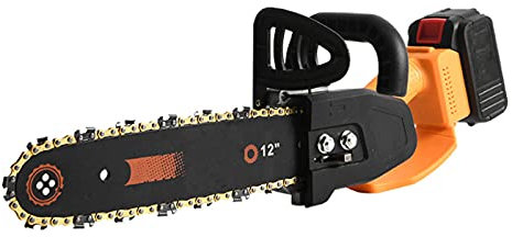 Mini tronçonneuse portative de 12 pouces, Tronçonneuse Électrique sans Fil,sécateur portable, 2pcs batterie au lithium rechargeable scie électrique scie pour la coupe du bois de jardin