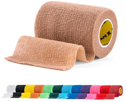 SPORTTAPE Self-Adhesive Cohesive Bandage, 7.5cm x 4.5m, Beige - Single Roll | Compression & Vet Wrap for Dogs, Horses, Sports Stretch Tape for Football, Ankles, Joints, Fingers, Wrists & Sock Tape
