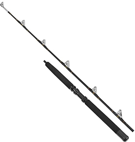 Fladen 6ft / 1.85m Fishing Rod Euro Gold Trolling Offshore Deep Sea (2 Section Blank) Boat Rod Black/Gold Three Weights 30-50lbs 50-80lbs 80-130lbs (80 to 130lb class)