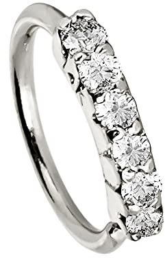 Jewelry Avalanche 6-stone Diamond Nose Hoop, Solid 14K White Gold Nose Ring, 20G, 6mm Diameter 14KNHDIA-WG