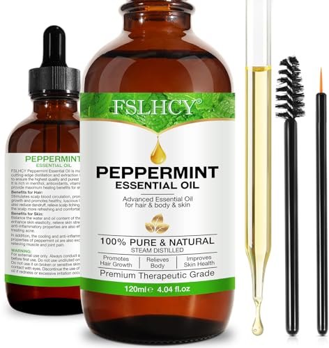 Pfefferminzöl Ätherisches Öl 120ml, 100% Reines Natürliches Minzöl, Peppermint oil für Haar, Diffusor, Massage, Körperpflege, Aromatherapie