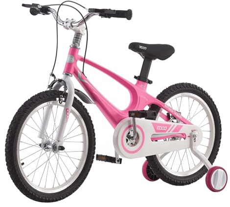 LSBIKE Kids Bike 14 16 18 Inch Magnesium Alloy Boys Girls Children Bicycle with Stabilizers Ages 2-9 Years Blue Pink Bicycle Double Brakes Training Wheel Freestyle Children Bike (16 inch Pink)