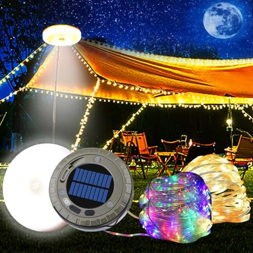 Stringa di luci solari da giardino all'aperto, luci fatate, luci a LED ricaricabili tramite USB, luce retrattile da campeggio, lanterna portatile per campeggio, interni, tende da sole, cortile (verde)