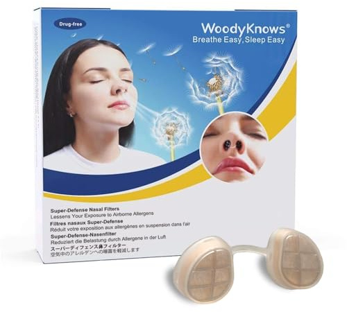 Filtros Nasales WoodyKnows Super-Defense para el Alivio de las Alergias Estacionales y la Contaminación - Transporte Público y Cuidado de Mascotas (Pack Combinado, Redondos, S/M/L/XL)