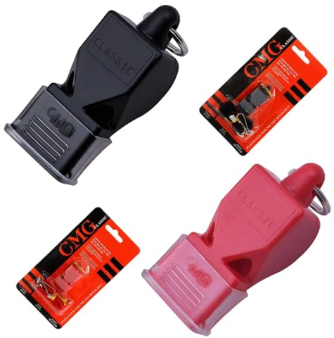 YUPZAR 2 Pcs Sifflet Arbitre Avec Cordon,Convient Pour Football,Basketball Et Les Sports,Sifflets Avec Protège Dents Son Clair Matériau Durable,Rouge & Noir